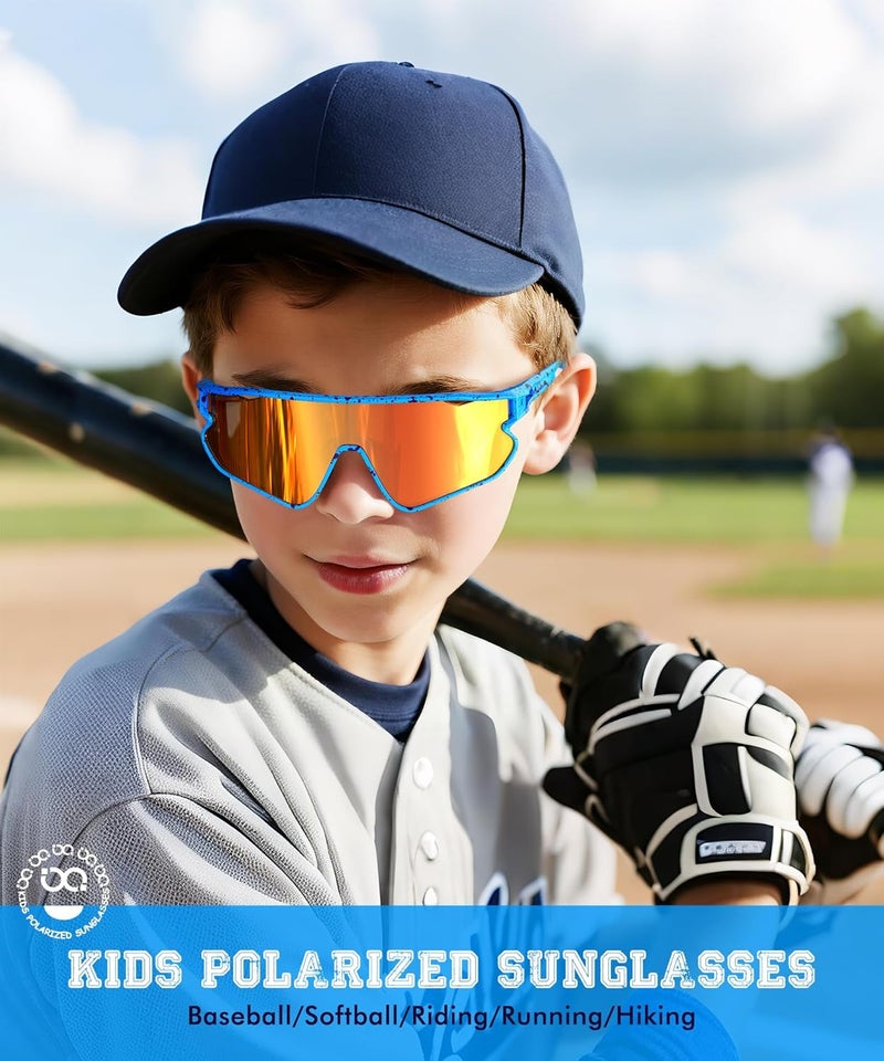 QALLY Store 3PACK Kids Sunglasses Youth Baseball Sunglasses for Boys Girls Age 4-14, Softball Cycling UV400 Protection Sports - Image 2